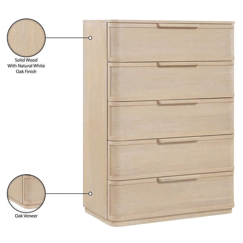 Meridian Furniture Tiberio Natural Oak Veneer And Solid Wood Chest