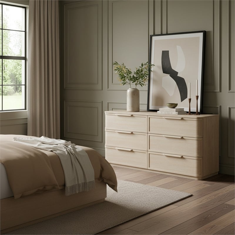 Meridian Furniture Tiberio Natural Oak Veneer And Solid Wood Dresser