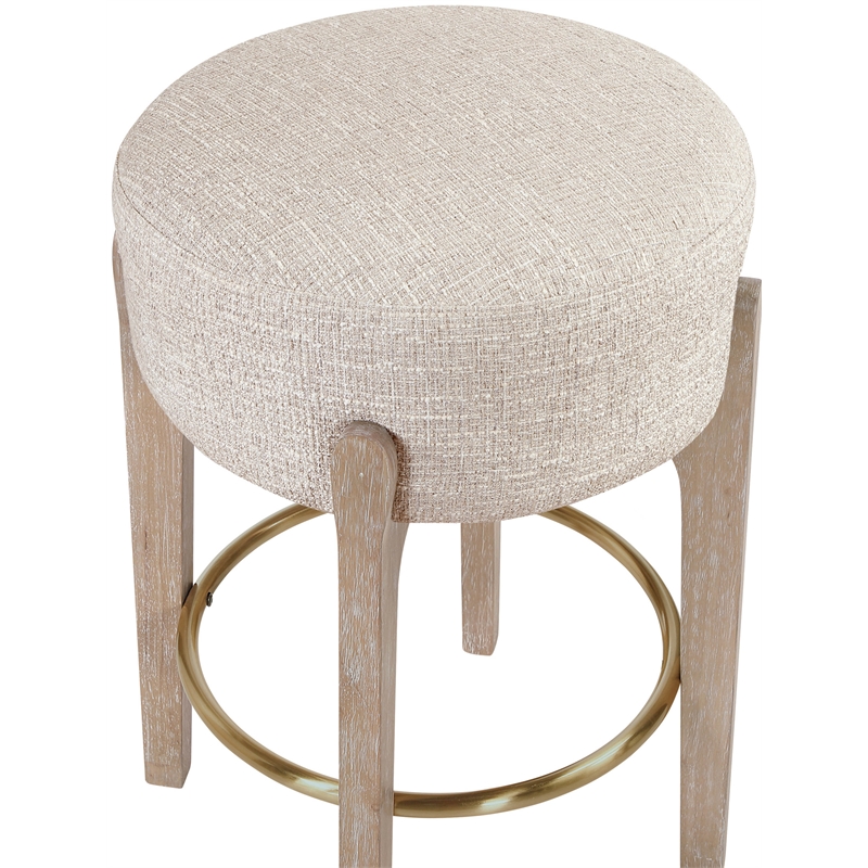 Meridian Furniture Torino Beige Fabric Upholstered Counter Stool (Set of 2)