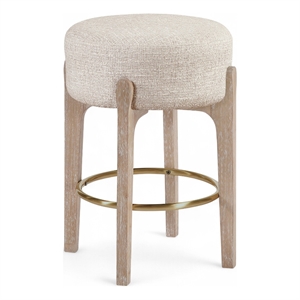 Meridian Furniture Torino Beige Fabric Upholstered Counter Stool (Set of 2)