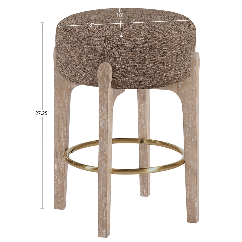 Meridian Furniture Torino Brown Fabric Upholstered Counter Stool (Set of 2)