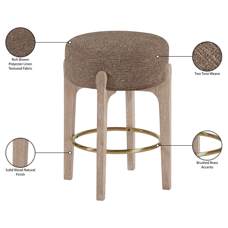 Meridian Furniture Torino Brown Fabric Upholstered Counter Stool (Set of 2)