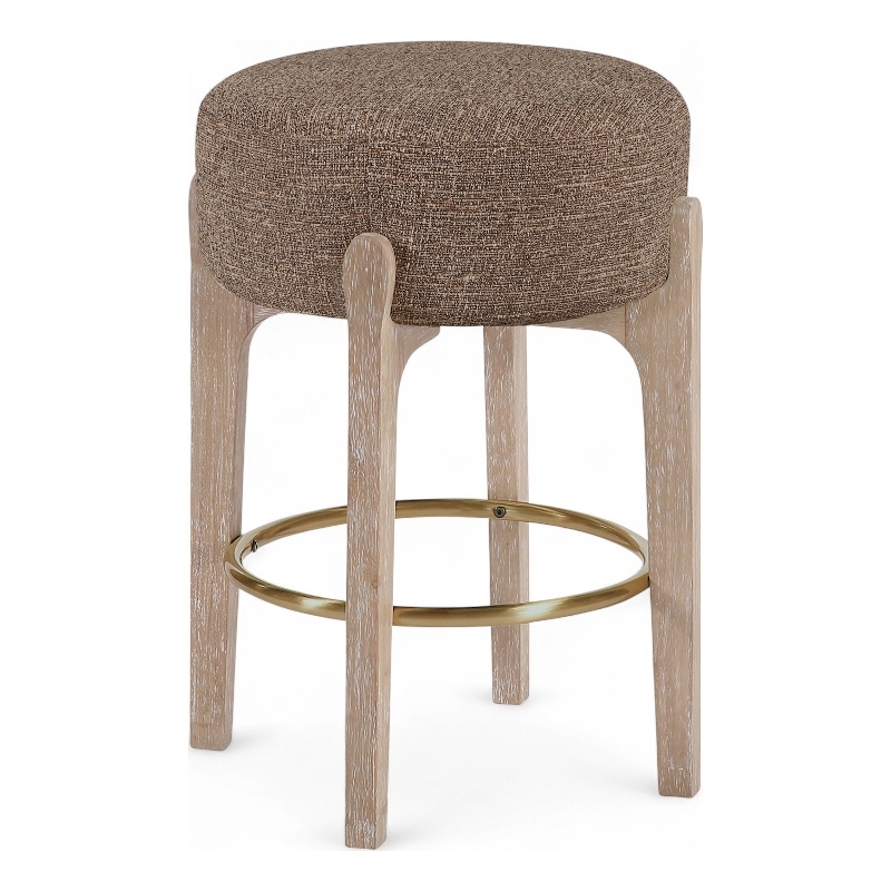 Meridian Furniture Torino Brown Fabric Upholstered Counter Stool (Set of 2)