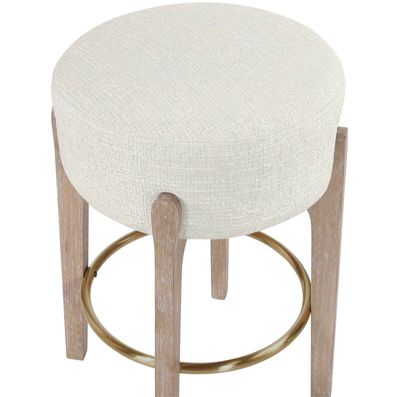 Meridian Furniture Torino Cream Fabric Upholstered Counter Stool (Set of 2)