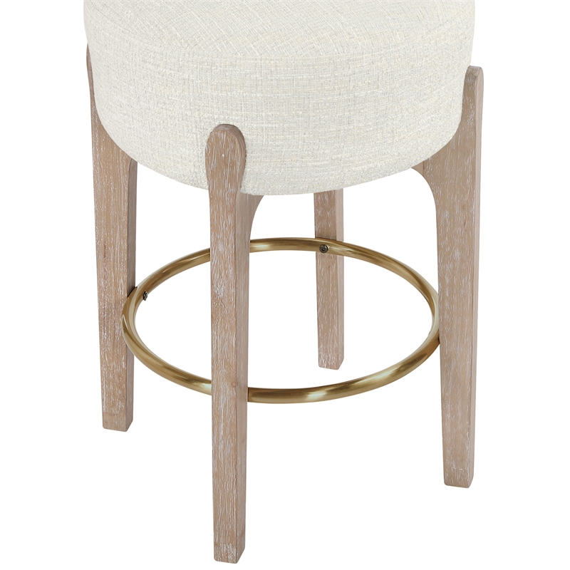 Meridian Furniture Torino Cream Fabric Upholstered Counter Stool (Set of 2)