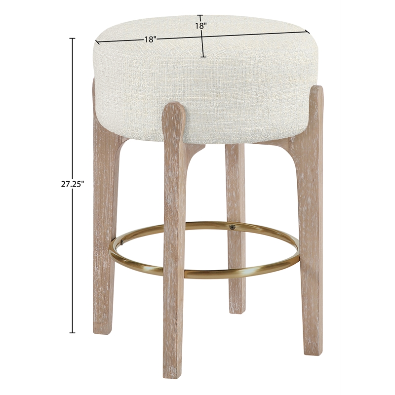 Meridian Furniture Torino Cream Fabric Upholstered Counter Stool (Set of 2)