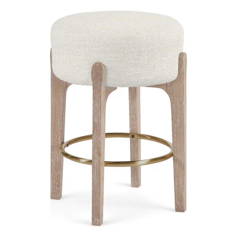 Meridian Furniture Torino Cream Fabric Upholstered Counter Stool (Set of 2)