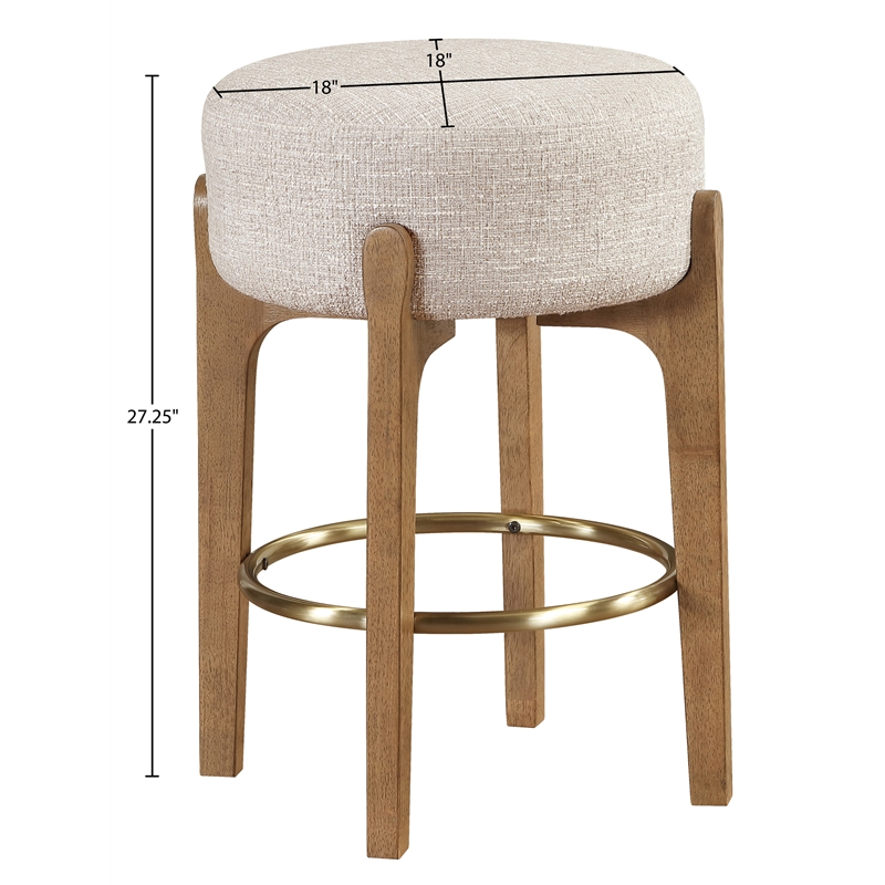 Meridian Furniture Torino Beige Fabric Upholstered Counter Stool (Set of 2)