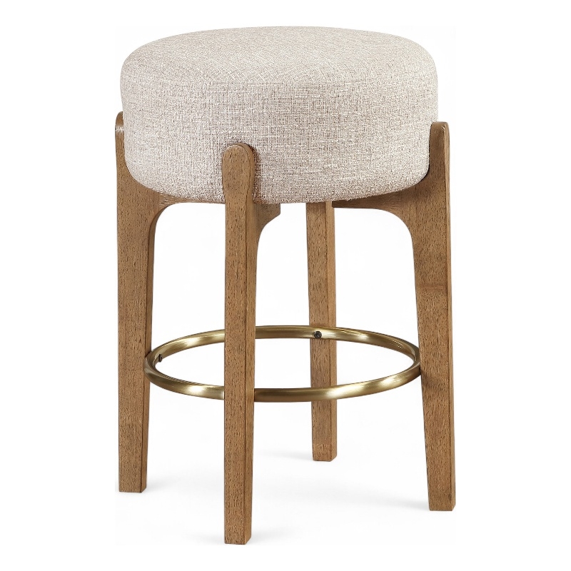 Meridian Furniture Torino Beige Fabric Upholstered Counter Stool (Set of 2)