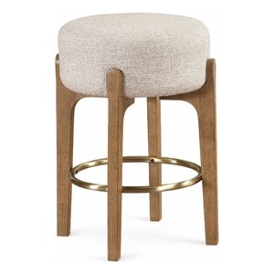Meridian Furniture Torino Beige Fabric Upholstered Counter Stool (Set of 2)