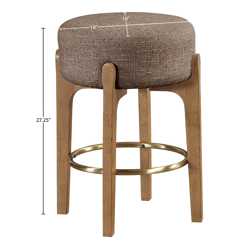 Meridian Furniture Torino Brown Fabric Upholstered Counter Stool (Set of 2)