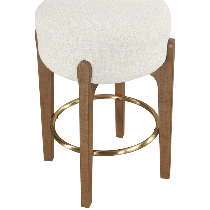 Meridian Furniture Torino Cream Fabric Upholstered Counter Stool (Set of 2)