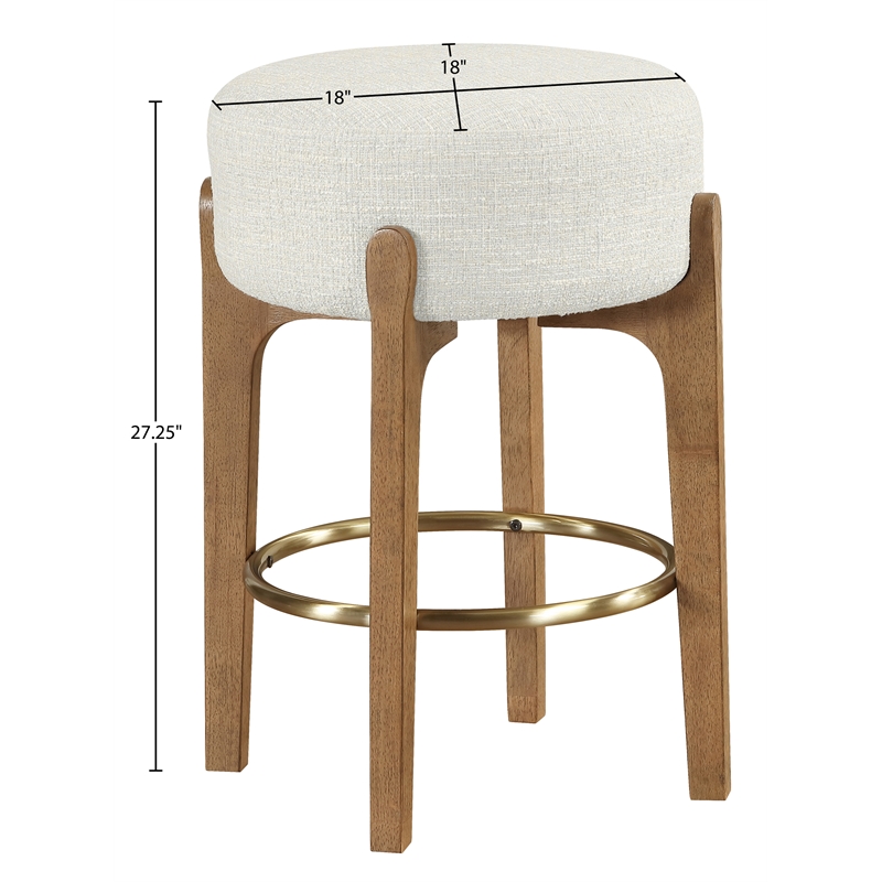 Meridian Furniture Torino Cream Fabric Upholstered Counter Stool (Set of 2)