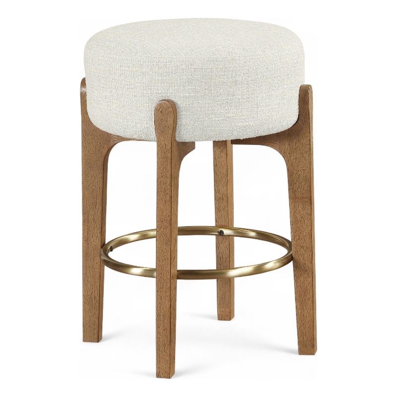 Meridian Furniture Torino Cream Fabric Upholstered Counter Stool (Set of 2)