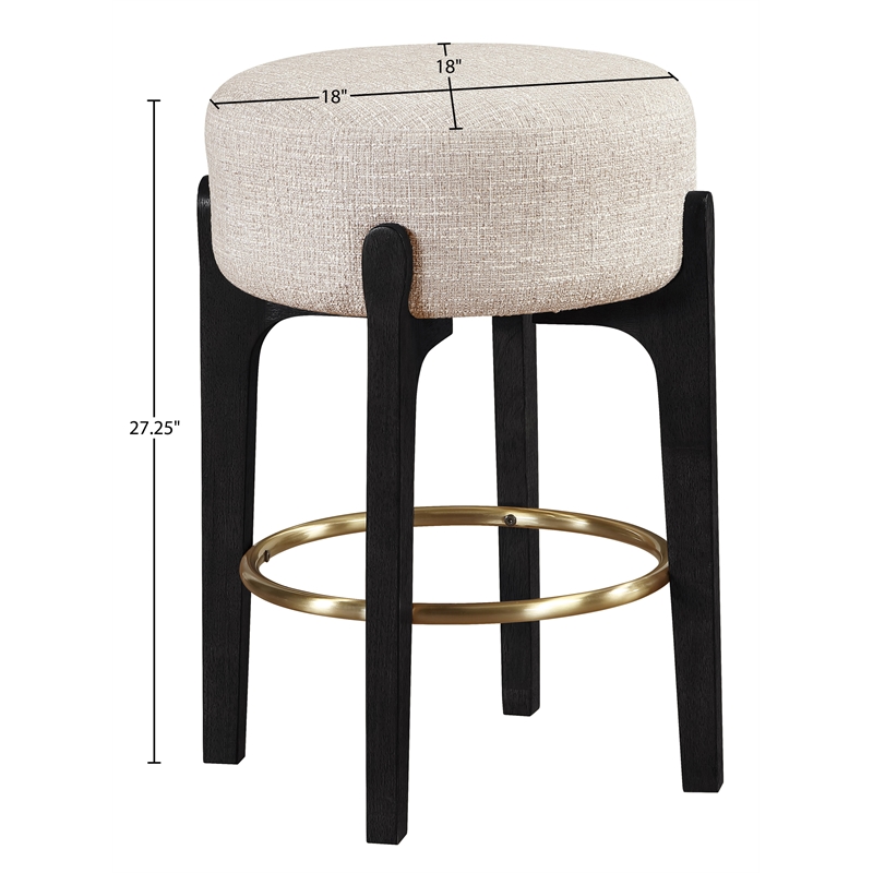 Meridian Furniture Torino Beige Fabric Upholstered Counter Stool (Set of 2)