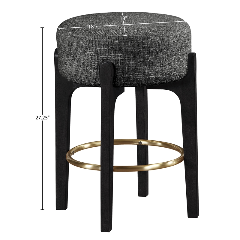 Meridian Furniture Torino Black Fabric Upholstered Counter Stool (Set of 2)