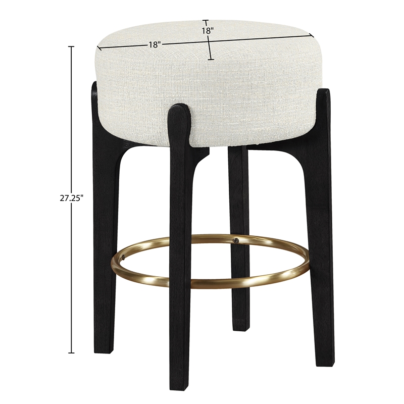 Meridian Furniture Torino Cream Fabric Upholstered Counter Stool (Set of 2)