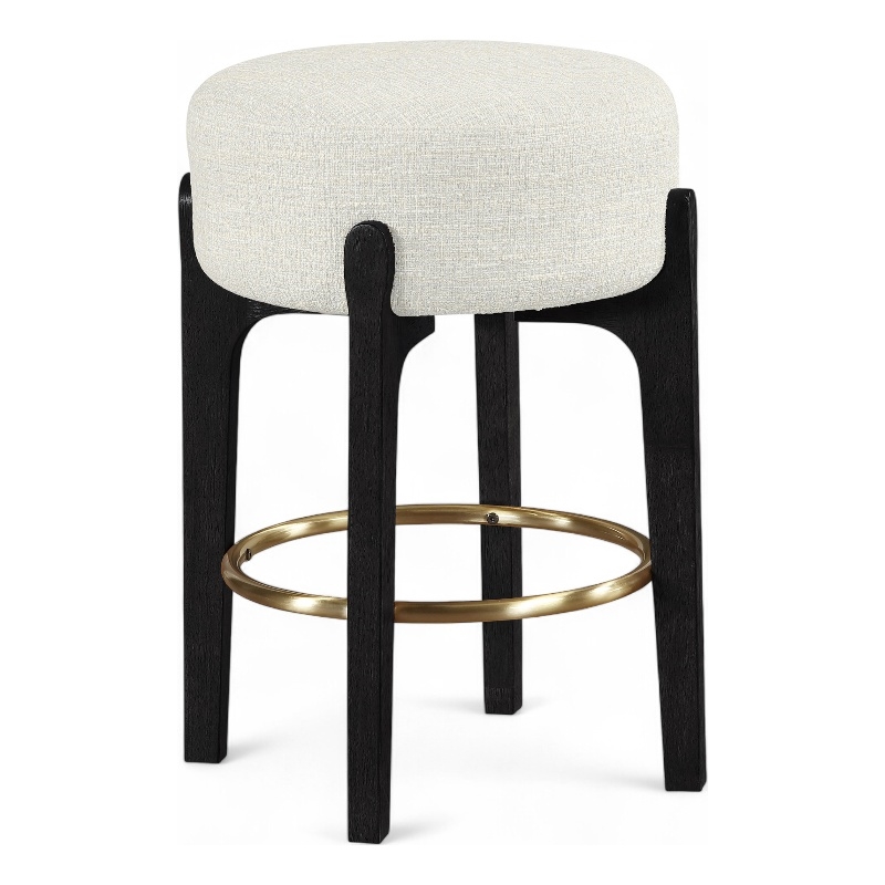 Meridian Furniture Torino Cream Fabric Upholstered Counter Stool (Set of 2)