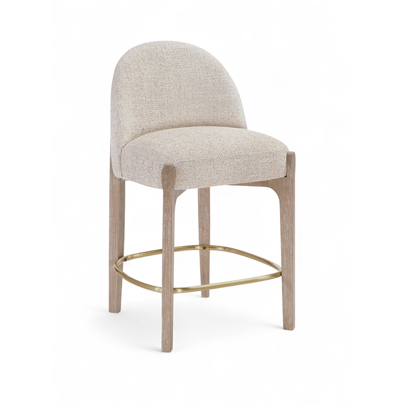 Meridian Furniture Torino Beige Fabric Upholstered Counter Stool (Set of 2)