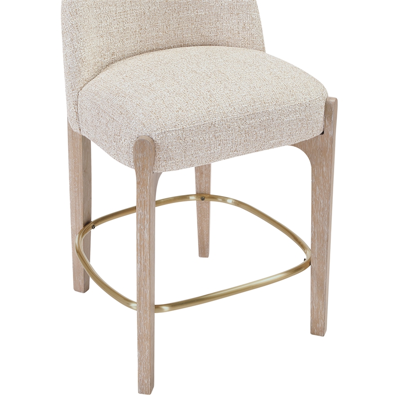 Meridian Furniture Torino Beige Fabric Upholstered Counter Stool (Set of 2)