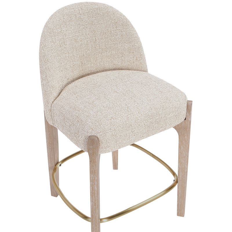 Meridian Furniture Torino Beige Fabric Upholstered Counter Stool (Set of 2)