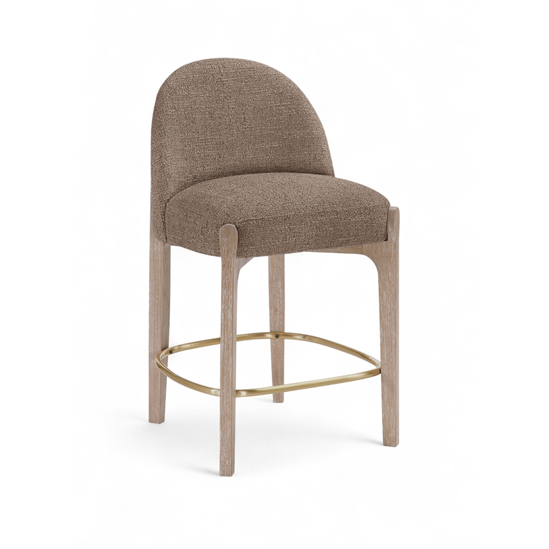 Meridian Furniture Torino Brown Fabric Upholstered Counter Stool (Set of 2)