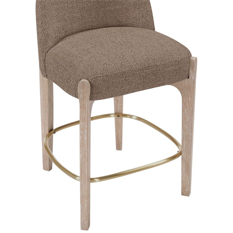 Meridian Furniture Torino Brown Fabric Upholstered Counter Stool (Set of 2)