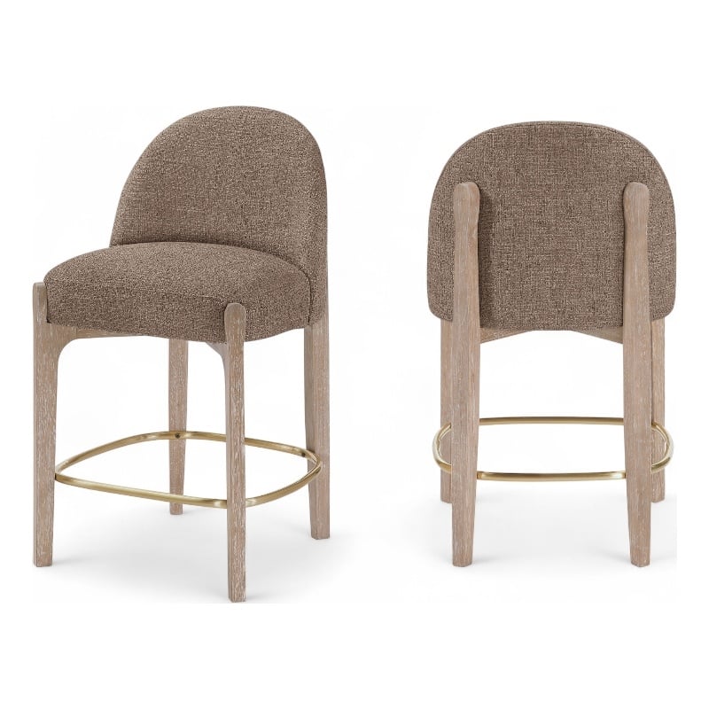 Meridian Furniture Torino Brown Fabric Upholstered Counter Stool (Set of 2)