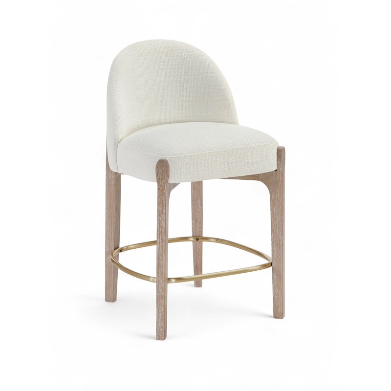 Meridian Furniture Torino Cream Fabric Upholstered Counter Stool (Set of 2)