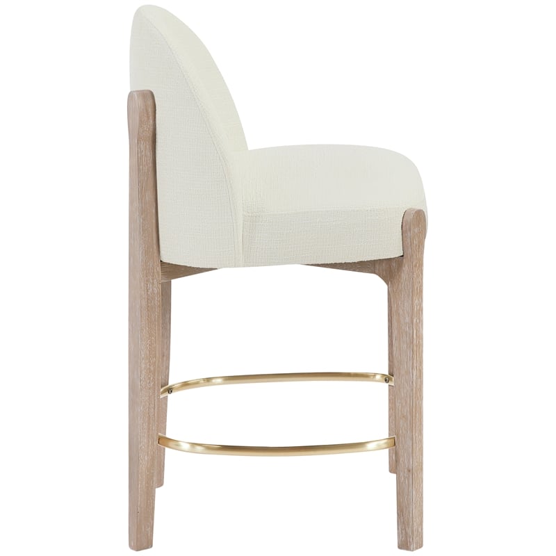 Meridian Furniture Torino Cream Fabric Upholstered Counter Stool (Set of 2)