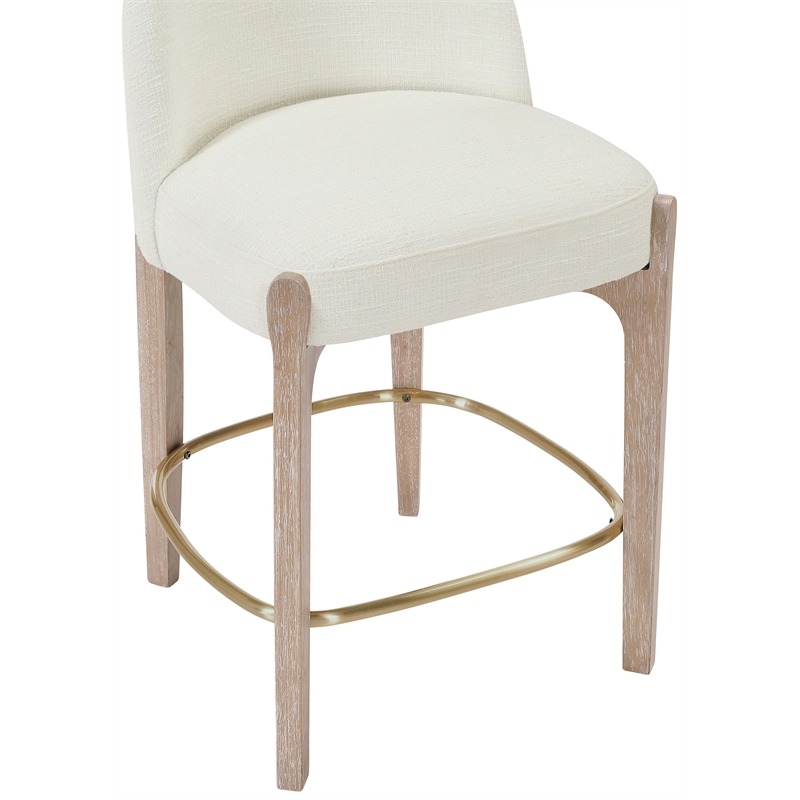 Meridian Furniture Torino Cream Fabric Upholstered Counter Stool (Set of 2)