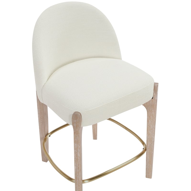 Meridian Furniture Torino Cream Fabric Upholstered Counter Stool (Set of 2)