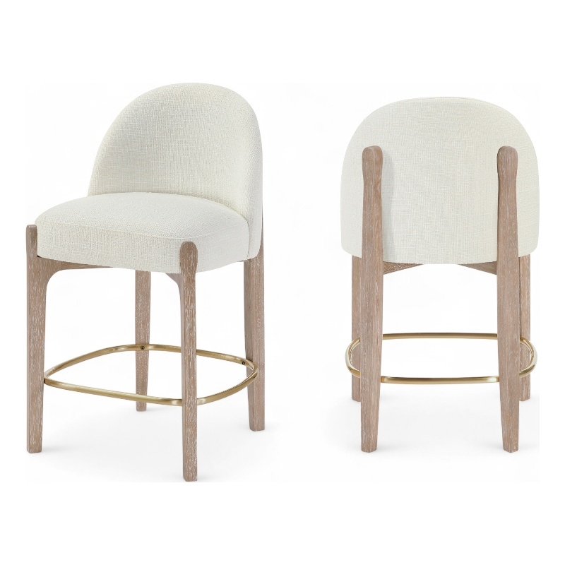 Meridian Furniture Torino Cream Fabric Upholstered Counter Stool (Set of 2)
