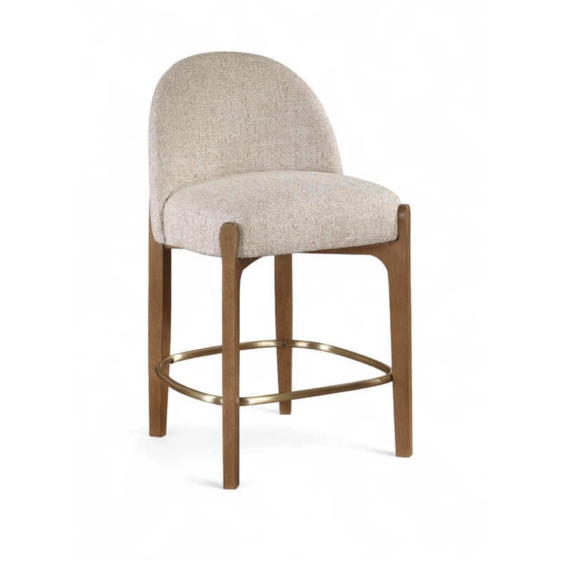Meridian Furniture Torino Beige Fabric Upholstered Counter Stool (Set of 2)
