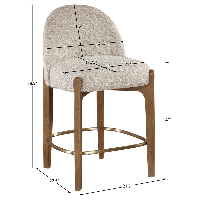 Meridian Furniture Torino Beige Fabric Upholstered Counter Stool (Set of 2)