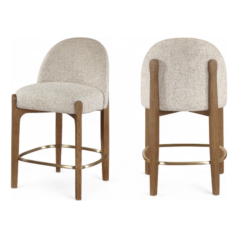 Meridian Furniture Torino Beige Fabric Upholstered Counter Stool (Set of 2)