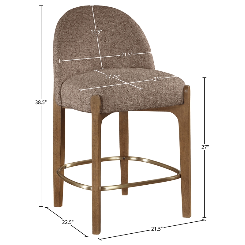 Meridian Furniture Torino Brown Fabric Upholstered Counter Stool (Set of 2)
