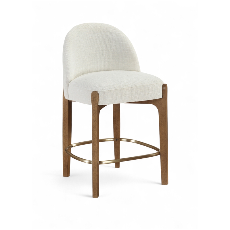 Meridian Furniture Torino Cream Fabric Upholstered Counter Stool (Set of 2)