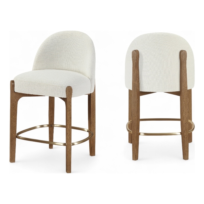 Meridian Furniture Torino Cream Fabric Upholstered Counter Stool (Set of 2)