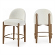 Meridian Furniture Torino Cream Fabric Upholstered Counter Stool (Set of 2)