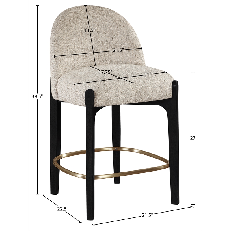 Meridian Furniture Torino Beige Fabric Upholstered Counter Stool (Set of 2)