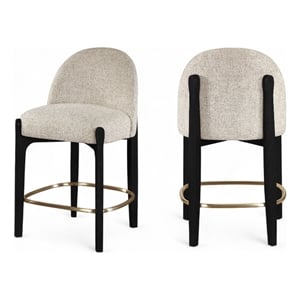 Meridian Furniture Torino Beige Fabric Upholstered Counter Stool (Set of 2)