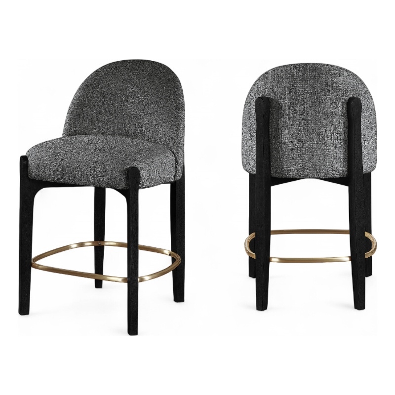 Meridian Furniture Torino Black Fabric Upholstered Counter Stool (Set of 2)