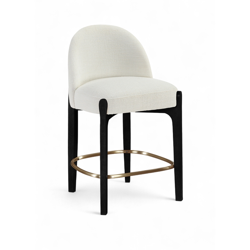 Meridian Furniture Torino Cream Fabric Upholstered Counter Stool (Set of 2)