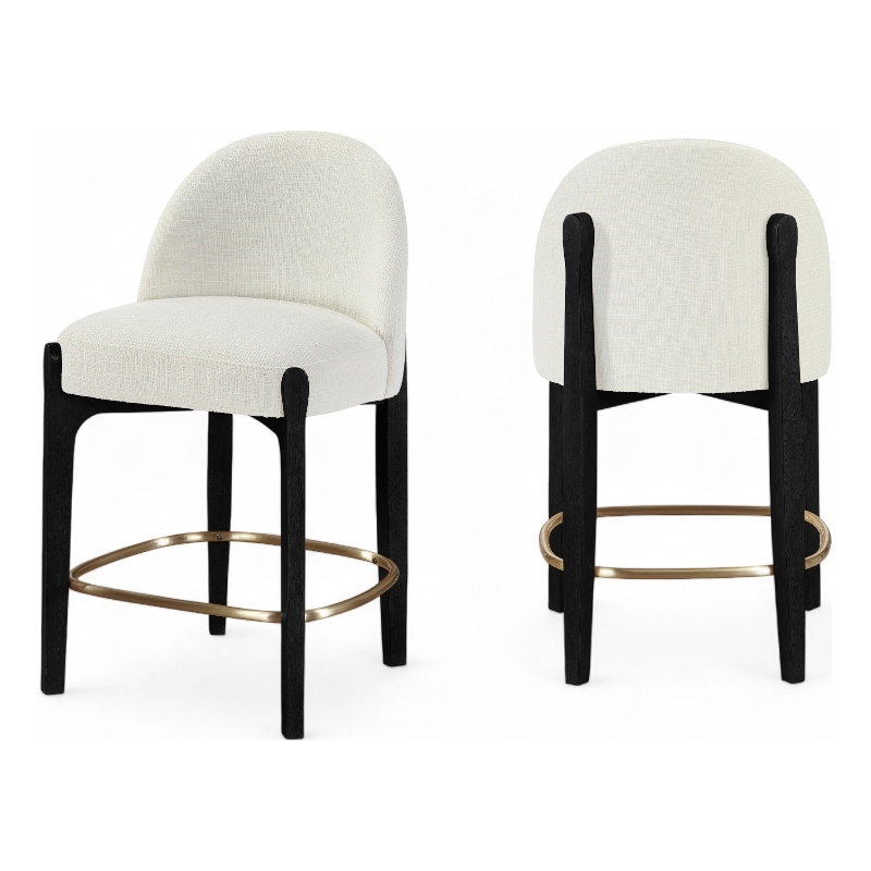 Meridian Furniture Torino Cream Fabric Upholstered Counter Stool (Set of 2)