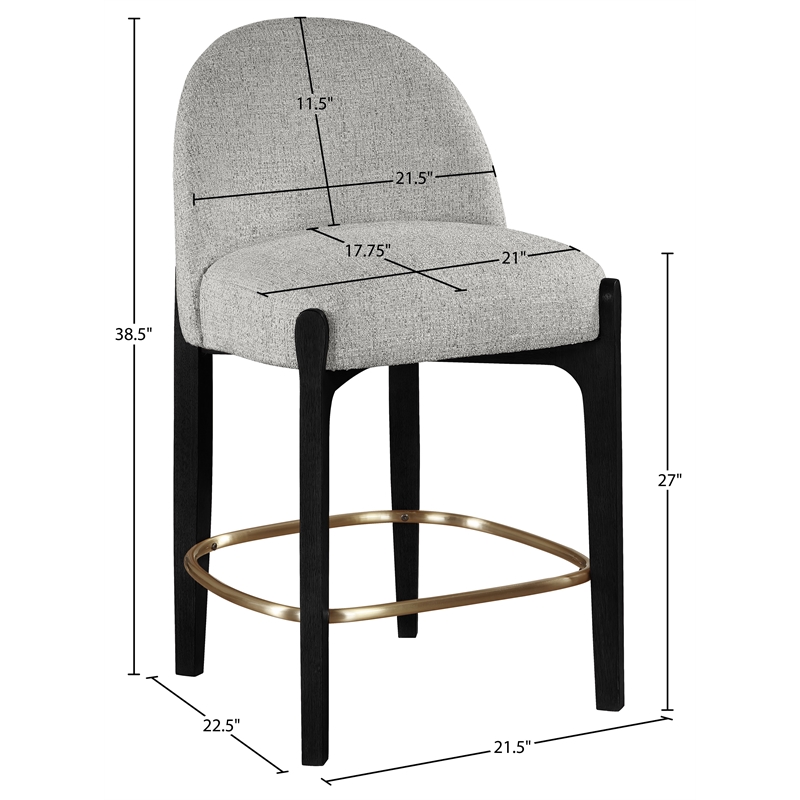 Meridian Furniture Torino Grey Fabric Upholstered Counter Stool (Set of 2)