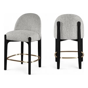 Meridian Furniture Torino Grey Fabric Upholstered Counter Stool (Set of 2)