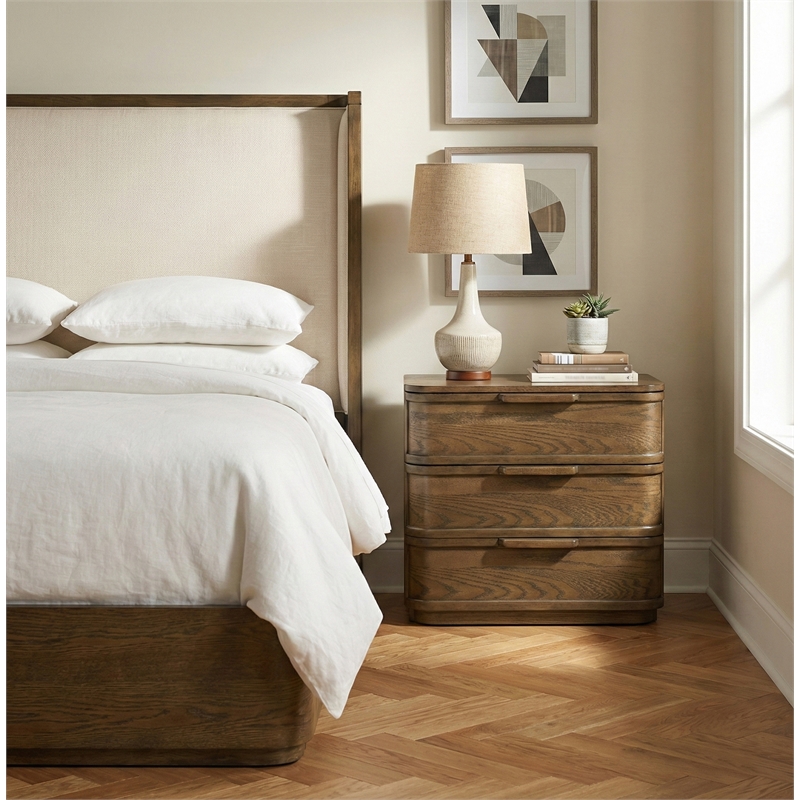 Meridian Furniture Tiberio Brown Oak Veneer And Solid Wood Nightstand