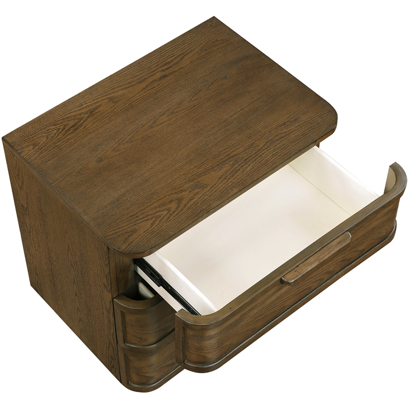 Meridian Furniture Tiberio Brown Oak Veneer And Solid Wood Nightstand
