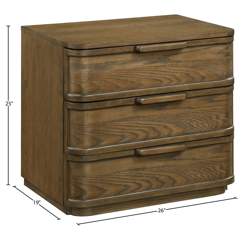 Meridian Furniture Tiberio Brown Oak Veneer And Solid Wood Nightstand
